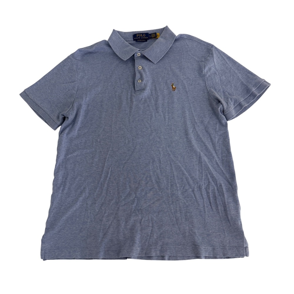 Polo Ralph Lauren Polo Shirt Mens Large Custom Slim Fit Blue Casual Preppy